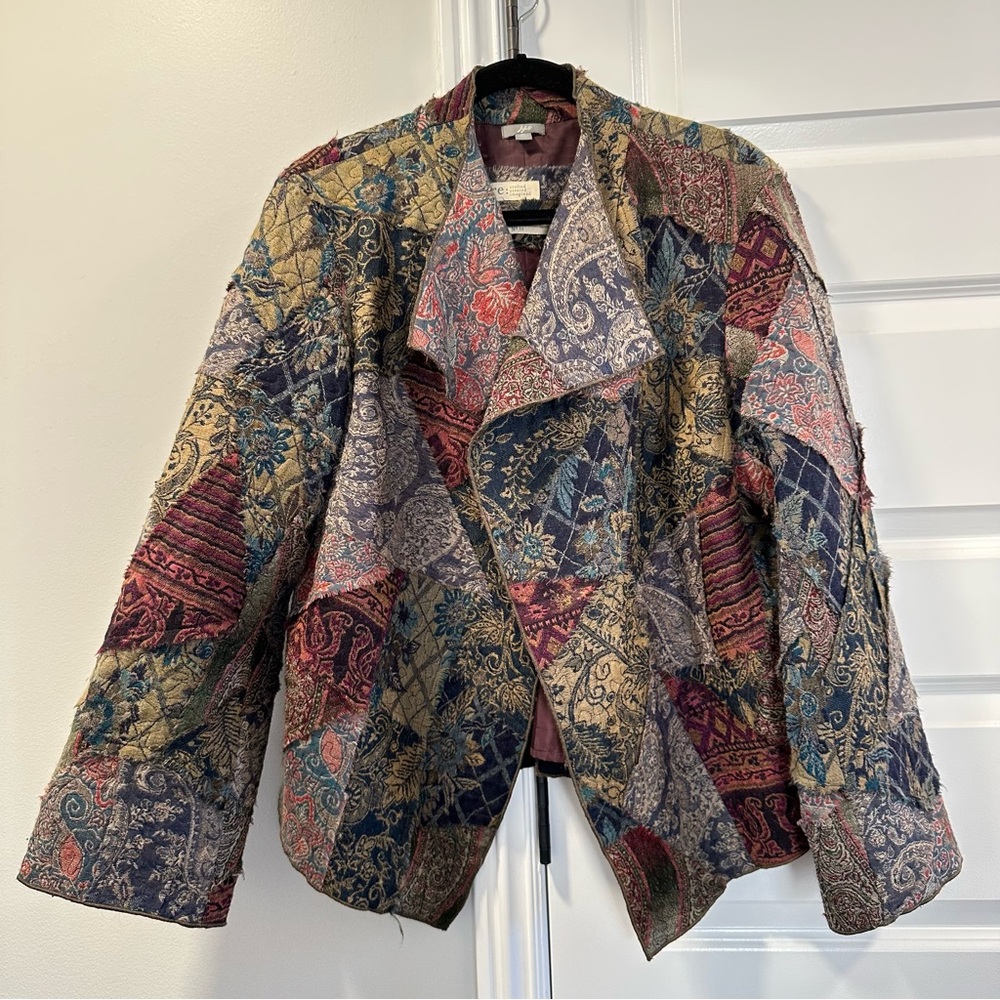 J. Jill Multicolor Patchwork Blazer 100% Wool